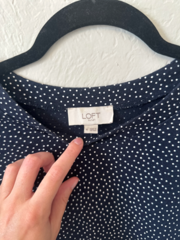 LOFT Navy Polka Dot T Shirt thumbnail 3