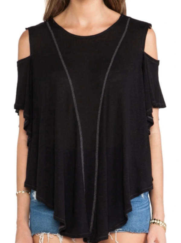 Free People Cold-Shoulder Ruffle Tunic Top