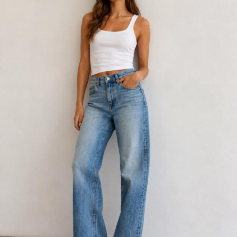 ZARA High-Rise Straight Leg Jeans